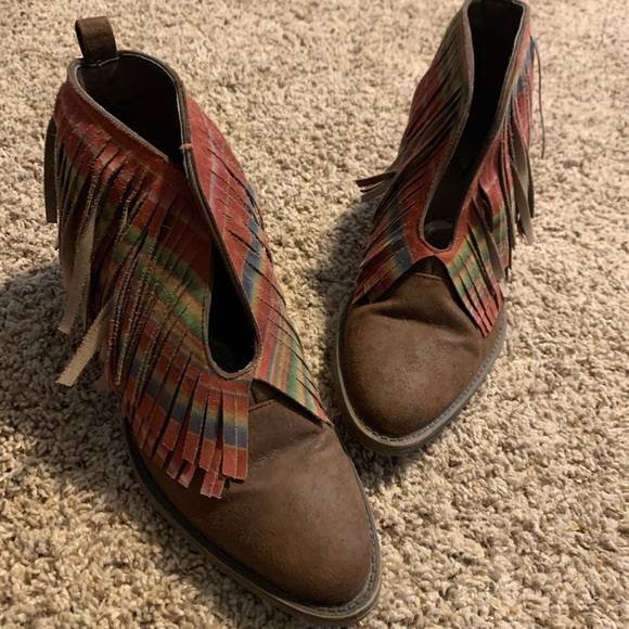 serape fringe heels